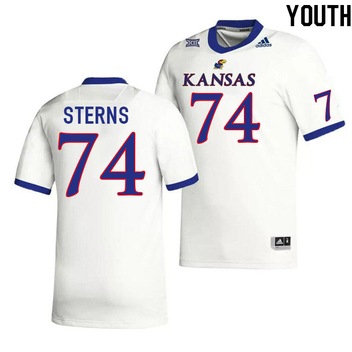 Youth #74 De'Kedrick Sterns Kansas Jayhawks College Football Jerseys Stitched Sale-White - Click Image to Close